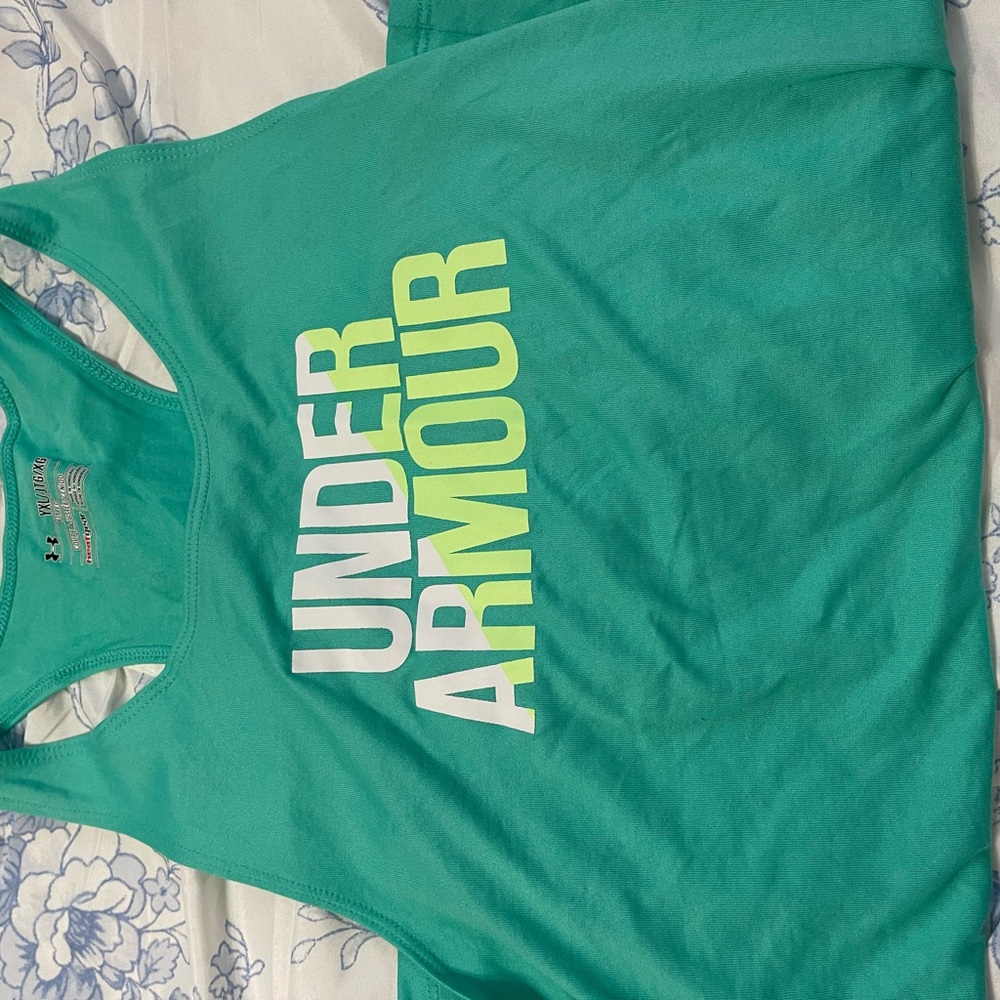 Under Armour Aqua Tank with White and Lime Logo